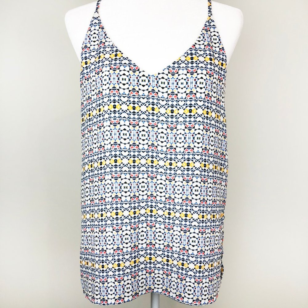 H&m Sleeveless Blouse white patterned sheer fabric